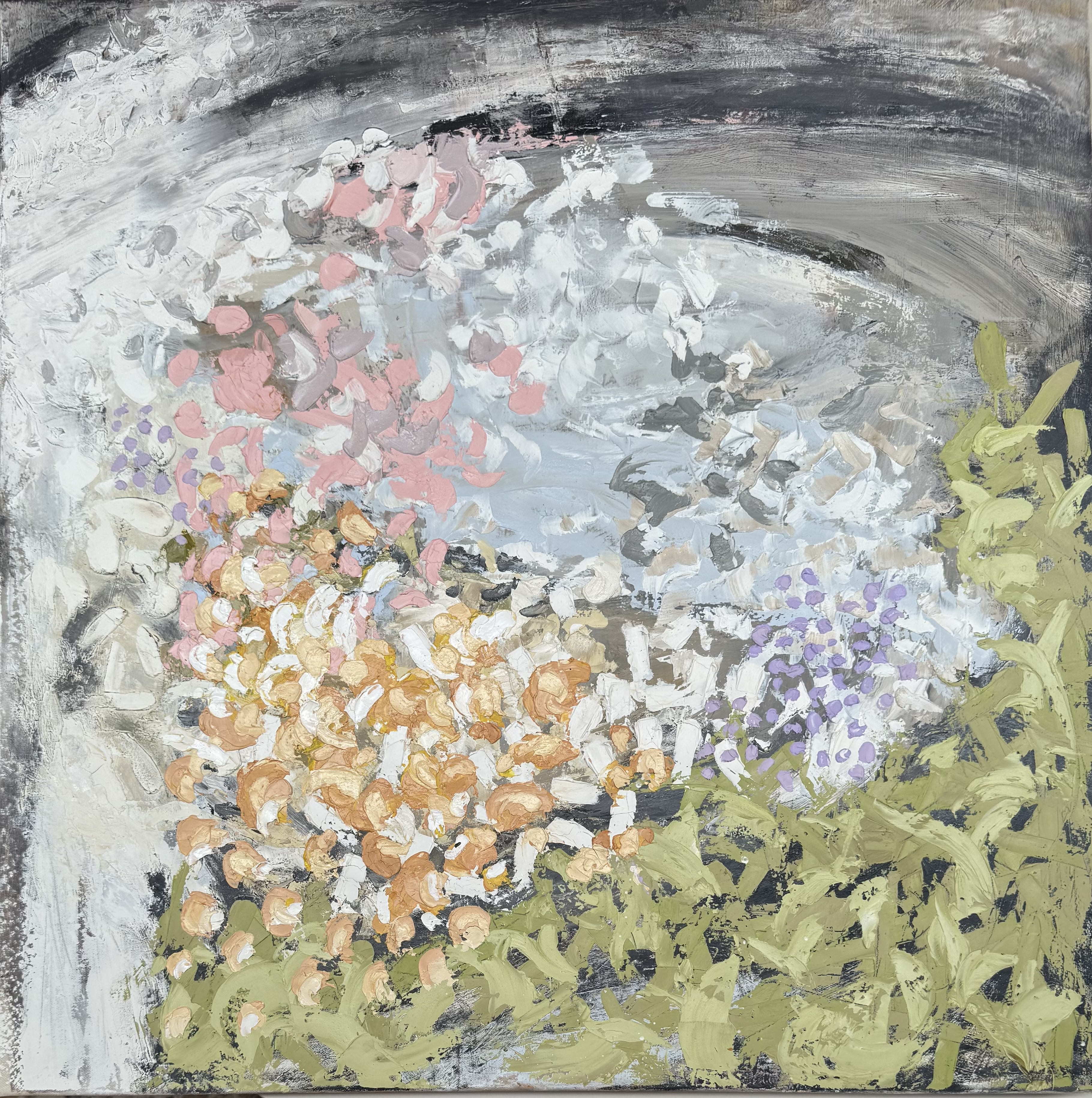 Flowers by a moving river by Lisa Schiller